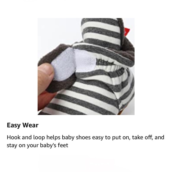Unisex-Baby White and Grey Stripes Fleece Booties Socks Non Skid Gripper Bottom - Picture 10 of 12